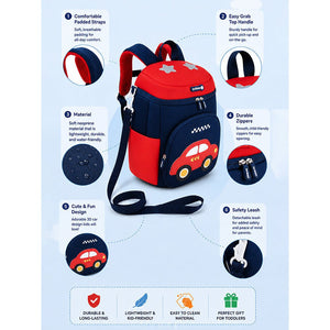Little Surprise Box Navy Red Car Kids Backpack | The Mom Store - Back To School