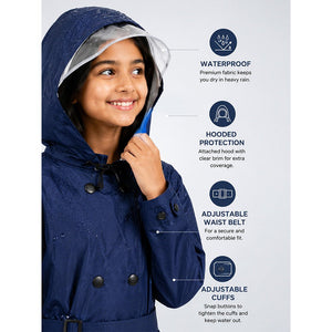 Little Surprise Box Navy Trench Raincoat | The Mom Store - L Kids Raincoat