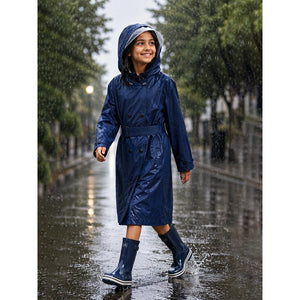 Little Surprise Box Navy Trench Raincoat | The Mom Store - L Kids Raincoat