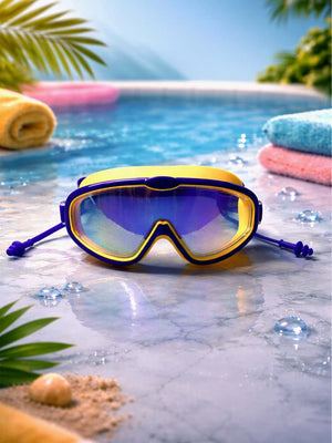 Little Surprise Box Navy & Yellow Anti - Fog UV Protection Leakproof Swim Goggles for Kids, 7–15 Years - Swim Goggles