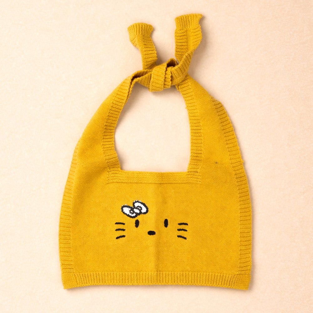 Little Surprise Box Navy & Yellow Cat Design Cardigan with Muffler, Winter Cardigan Sweater for Kids - 4 - 5 Years Kids Sweater