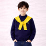 Little Surprise Box Navy & Yellow Cat Design Cardigan with Muffler, Winter Cardigan Sweater for Kids - 4 - 5 Years Kids Sweater