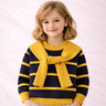 Little Surprise Box Navy & Yellow Stripes Cardigan with Muffler, Winter Cardigan Sweater for Kids - 4 - 5 Years Kids Sweater