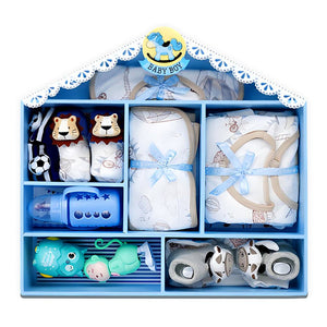 Little Surprise Box Newborn Baby Wooden Nautical House Gift Hamper - Blue Baby Gift Sets