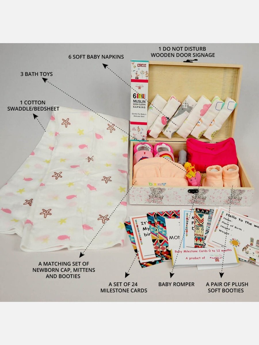 Little Surprise Box Newborn Little Pinewood Gift Hamper Box Set - LSB-NBH-PNKPRINCESSPINEWD