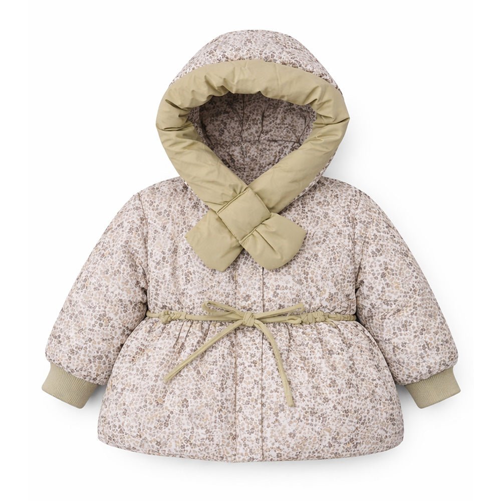 Little Surprise Box Olive & Cream Floral Printed Hooded Winter Jacket for Kids - 4 - 5Y Kids Sweater