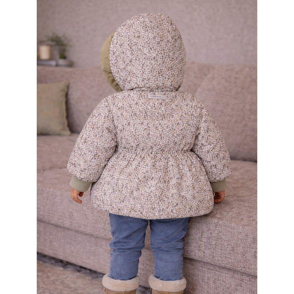 Little Surprise Box Olive & Cream Floral Printed Hooded Winter Jacket for Kids - 4 - 5Y Kids Sweater