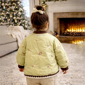 Little Surprise Box Olive Crochet Floral Winter Jacket for Kids - 2 - 3 Years Kids Sweater