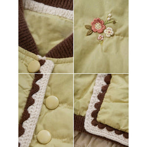 Little Surprise Box Olive Crochet Floral Winter Jacket for Kids - 2 - 3 Years Kids Sweater