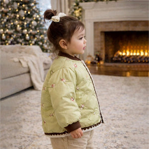 Little Surprise Box Olive Crochet Floral Winter Jacket for Kids - 2 - 3 Years Kids Sweater
