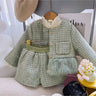 Little Surprise Box Olive Fur Trim 2 pcs top & shorts Tweed Winterwear set for Girls - 3 - 4Y - LSB - 2PCSKRT - OLIVEFUR - 3 - 4Y