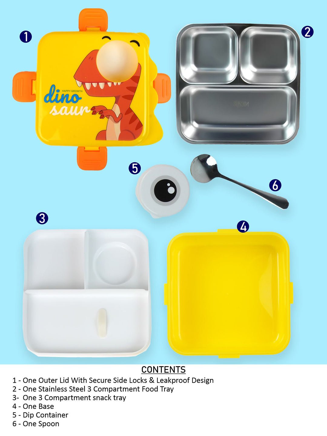 Little Surprise Box, One Eye Stainless Steel Lunch Box For Kids - LSB - LB - ONEEYE - YELW