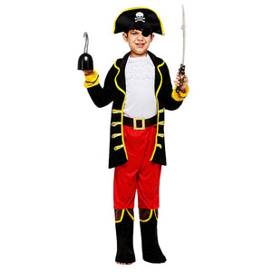 Little Surprise Box One-Eyed Pirate Black Coat Halloween Costume for Kids - 10-12Y Halloween