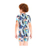 Little Surprise Box One piece Knee Length Kids Swimwear Geometric print, UPF 50+ with Cap - LSB-SW-Geometric-S