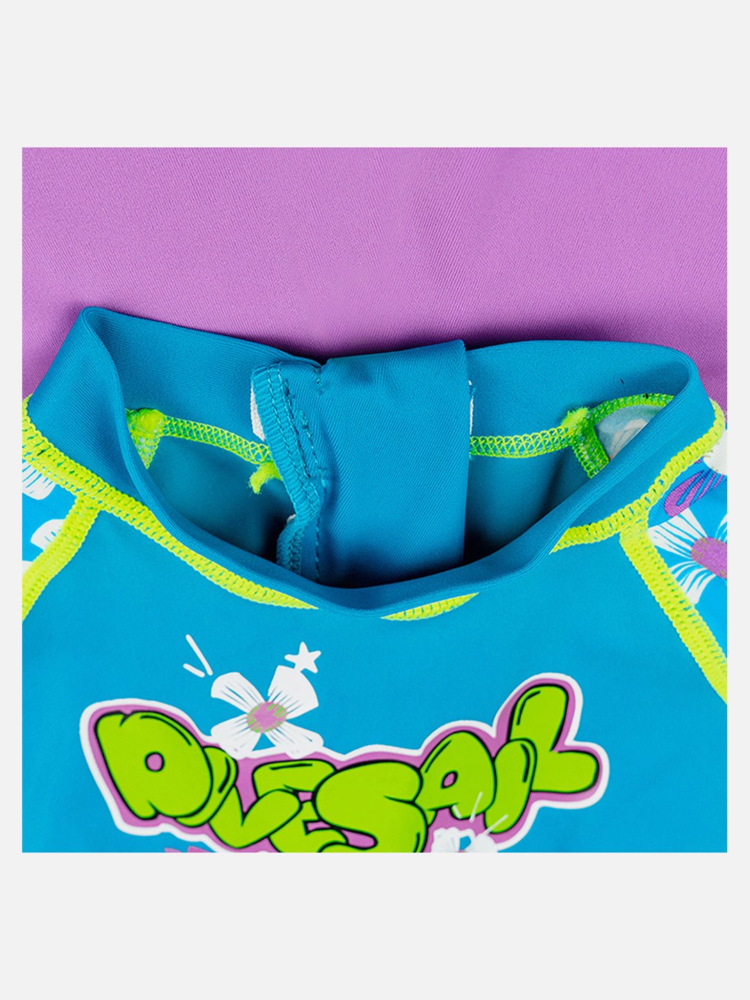 Little Surprise Box One piece Knee Length Kids Swimwear Purple & Blue Floral Print, UPF 50+ with Cap - LSB - SW - Floralpurpl - Knee - S
