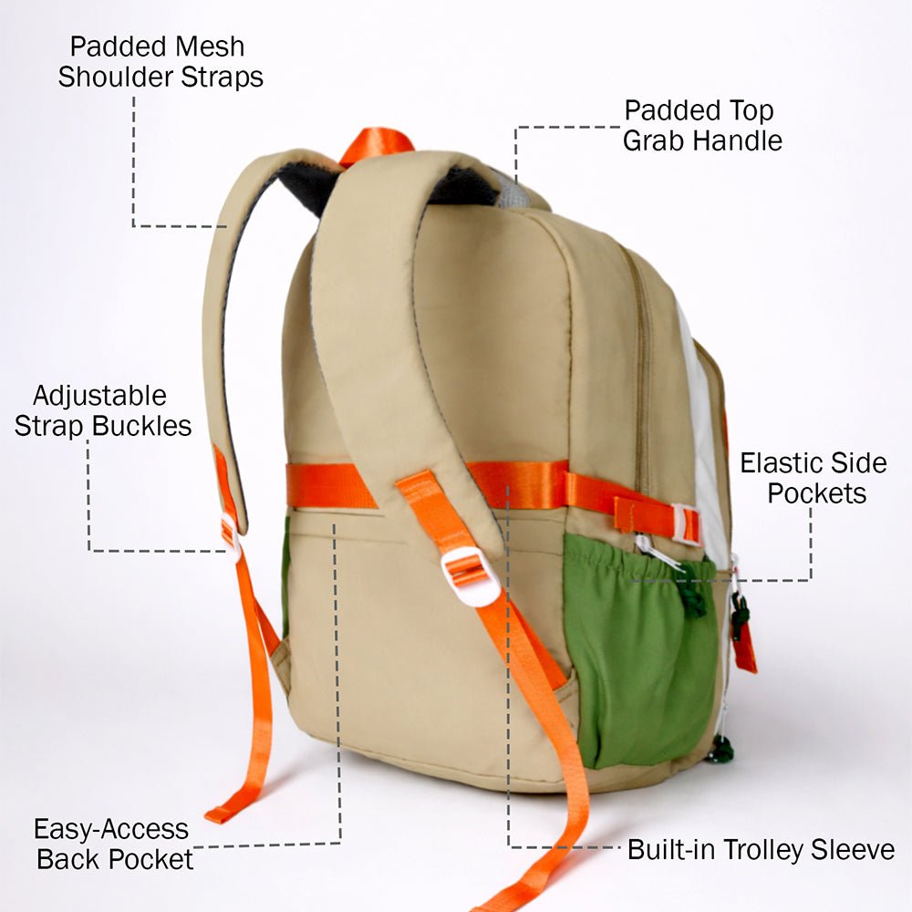 Little Surprise Box Orange, Brown & Green Color - Block with Character Pouch School Backpack for Kids - School Bag