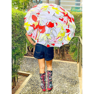 Orange Floral theme Rain & All Season Umbrella for Teens and Adults - Little Surprise BoxOrange Floral theme Rain & All Season Umbrella for Teens and Adults
