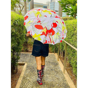 Orange Floral theme Rain & All Season Umbrella for Teens and Adults - Little Surprise BoxOrange Floral theme Rain & All Season Umbrella for Teens and Adults