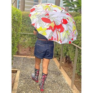 Orange Floral theme Rain & All Season Umbrella for Teens and Adults - Little Surprise BoxOrange Floral theme Rain & All Season Umbrella for Teens and Adults
