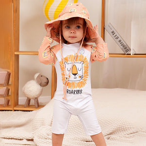 Little Surprise Box Orange Roar Lion Kids Swimwear Set + Hat, Wash Bag & Detergent - 3 - 4 Years Kids Swimwear