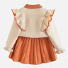 Little Surprise Box Orange Ruffled Shoulder 2 pcs Sweatshirt & Skirt Winterwear set for Girls - LSB - 2PCSKRT - ORNGERUFFLE - 2 - 3Y