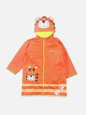 Little Surprise Box Orange Sheru Knee Length Raincoat for Kids - Kids Rainwear
