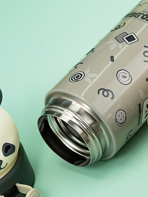 Little Surprise Box, Panda Head Stainless Steel Thermos Water Bottle - LSB - WB - GRYPANDA