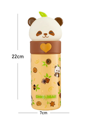 Little Surprise Box, Panda Head Stainless Steel Thermos Water Bottle - LSB - WB - BRWNPANDA