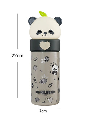 Little Surprise Box, Panda Head Stainless Steel Thermos Water Bottle - LSB - WB - GRYPANDA