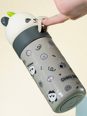 Little Surprise Box, Panda Head Stainless Steel Thermos Water Bottle - LSB - WB - GRYPANDA