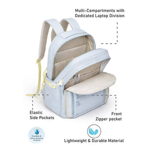 Little Surprise Box Pastel Blue Bow Multi - Pocket School Backpack for Kids & Teens - School Bag
