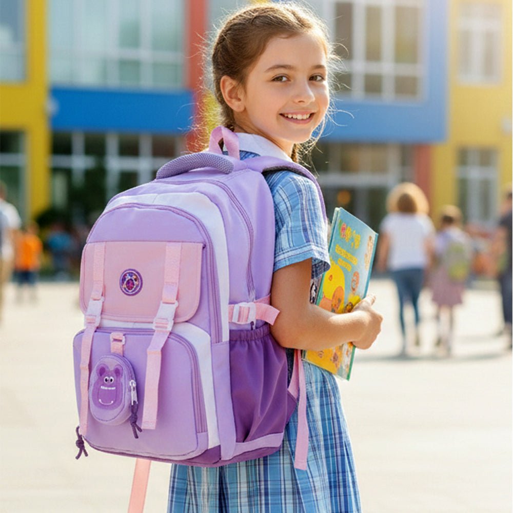 Little Surprise Box Pastel Purple & Pink Color - Block with Character Pouch School Backpack for Kids - School Bag