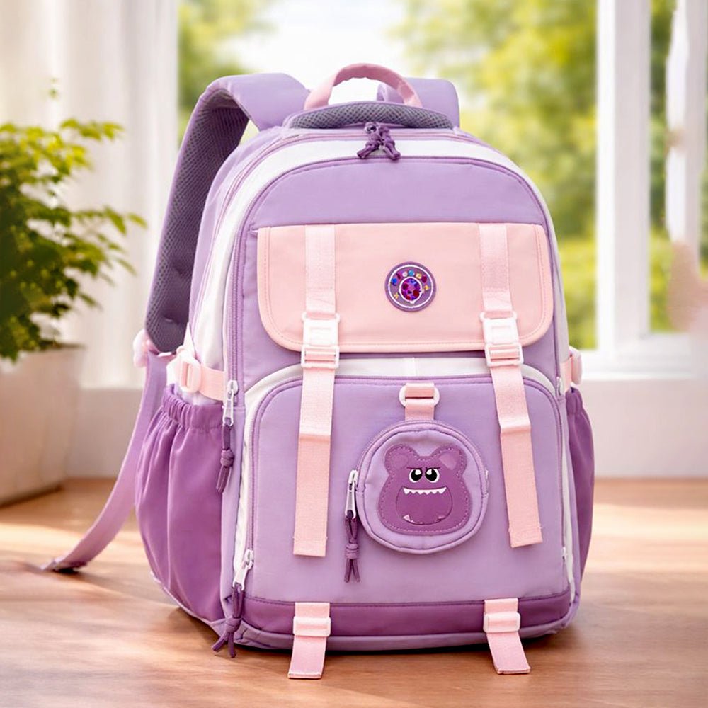 Little Surprise Box Pastel Purple & Pink Color - Block with Character Pouch School Backpack for Kids - School Bag