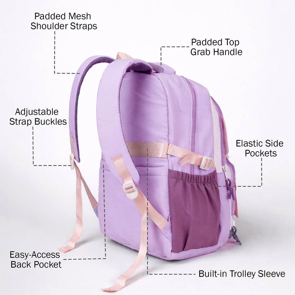 Little Surprise Box Pastel Purple & Pink Color - Block with Character Pouch School Backpack for Kids - School Bag