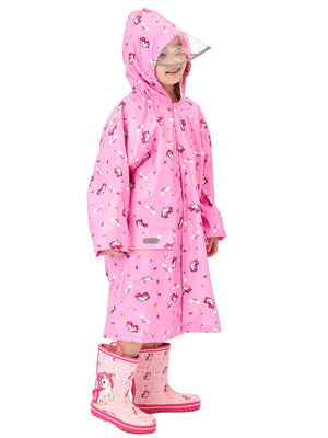 Little Surprise Box, Pink all over unicorn knee length Raincoat for Kids - LSB - RC - ALLOVER - UNI - S