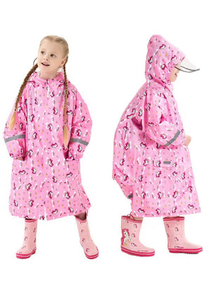 Little Surprise Box, Pink all over unicorn knee length Raincoat for Kids - LSB - RC - ALLOVER - UNI - S