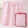 Little Surprise Box Pink Animal Parade Muslin Blanket with Storage Pouch - Baby Blanket