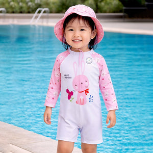 Little Surprise Box Pink Bunny Kids Swimwear Set with Hat & Freebies - 3 - 4 Years Kids Swimwear