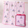 Little Surprise Box Pink Cart Teddy Muslin Baby Blanket with Pouch - Baby Blanket