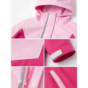 Little Surprise Box Pink Colour-Block Raincoat | The Mom Store - L Kids Raincoat
