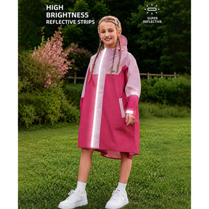 Little Surprise Box Pink Colour-Block Raincoat | The Mom Store - L Kids Raincoat