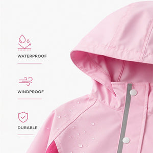 Little Surprise Box Pink Colour-Block Raincoat | The Mom Store - L Kids Raincoat