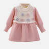 Little Surprise Box Pink & Cream Front floral Jacket patterned Knitted Frock Winterwear for girls - LSB - FRK - PNKCRMJACKT - 2 - 3Y