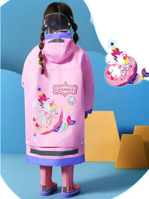 Little Surprise Box, Pink Donut unicorn knee length raincoat for kids - LSB - RC - PNKDONUT - UNI - LK - S