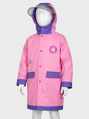 Little Surprise Box, Pink Donut unicorn knee length raincoat for kids - LSB - RC - PNKDONUT - UNI - LK - S
