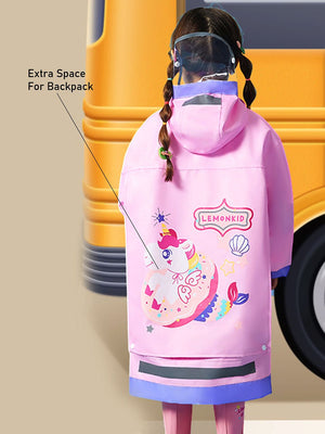 Little Surprise Box, Pink Donut unicorn knee length raincoat for kids - LSB - RC - PNKDONUT - UNI - LK - S