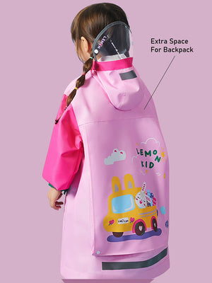 Little Surprise Box, Pink easter bunny knee length raincoat for kids - LSB - RC - EASTR - BUNY - LK - S