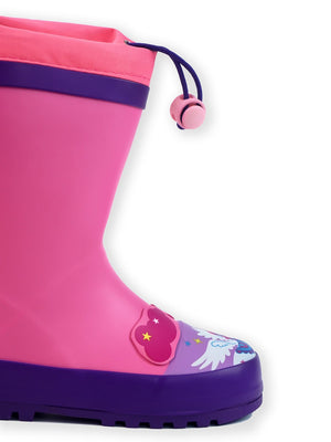 Little Surprise Box, Pink Flying Unicorn Rubber Rain Gumboots for Kids - LSB - GB - S7 - FLYINGUNI - 24EU