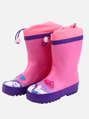 Little Surprise Box, Pink Flying Unicorn Rubber Rain Gumboots for Kids - LSB - GB - S7 - FLYINGUNI - 24EU