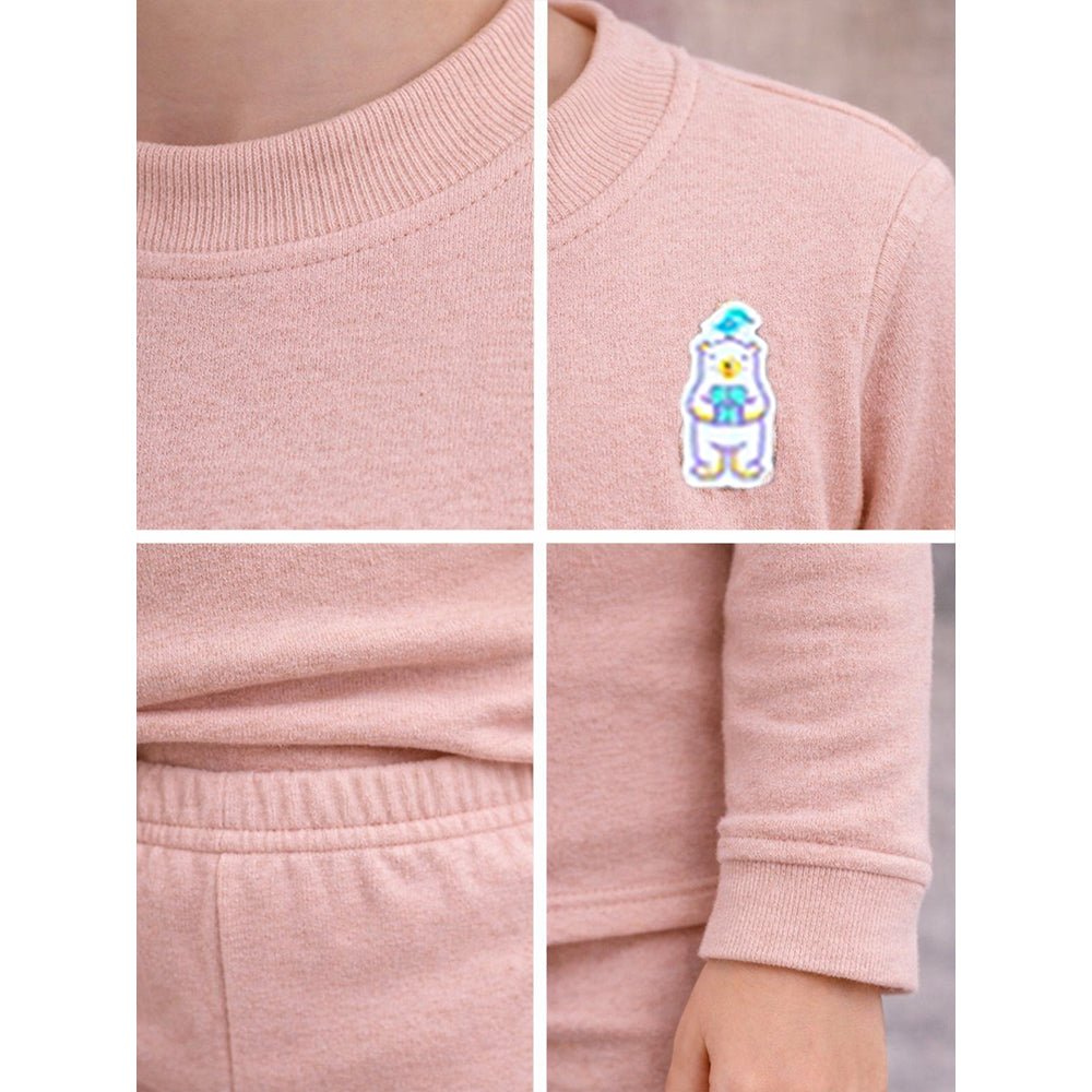 Little Surprise Box Pink Kelly Crew Neck Upper & Lower Body Thermal Winter Warmers For Kids - Set Of 2 Pcs - 2 - 3 Years Kids Thermal Wear